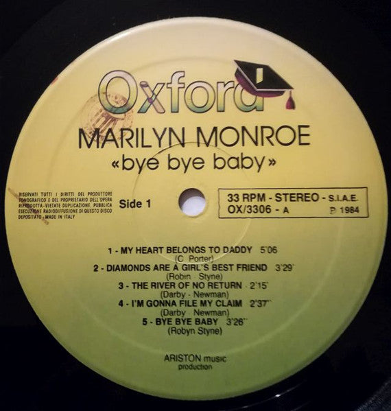 Marilyn Monroe : Bye Bye Baby (LP, Comp)