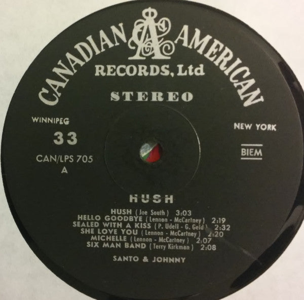Santo & Johnny : Hush (LP, Album, Mono, Gat)