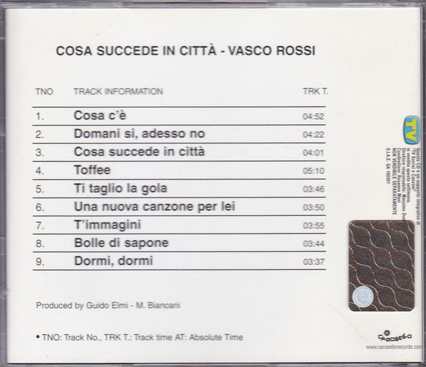 Vasco Rossi : Cosa Succede In Città (CD, Album, RE)