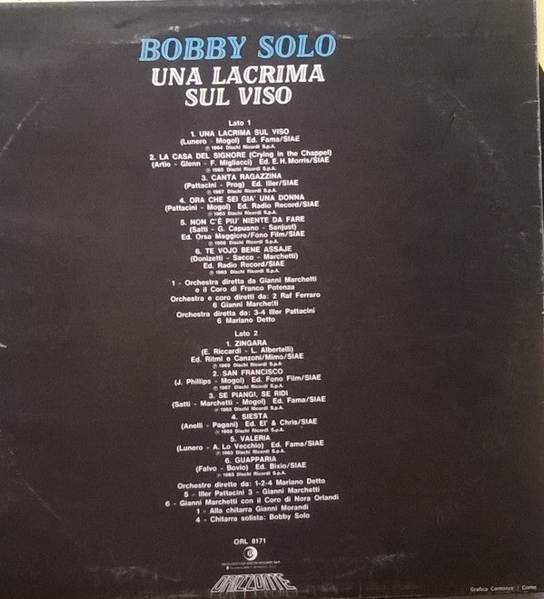 Bobby Solo : Una Lacrima Sul Viso (LP, Comp, RE)