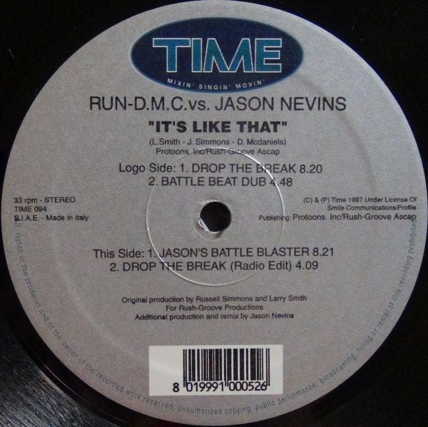 Run-D.M.C.* vs. Jason Nevins : It's Like That (12")