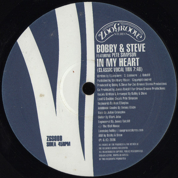 Bobbi & Steve Featuring Pete Simpson (2) : In My Heart (12")