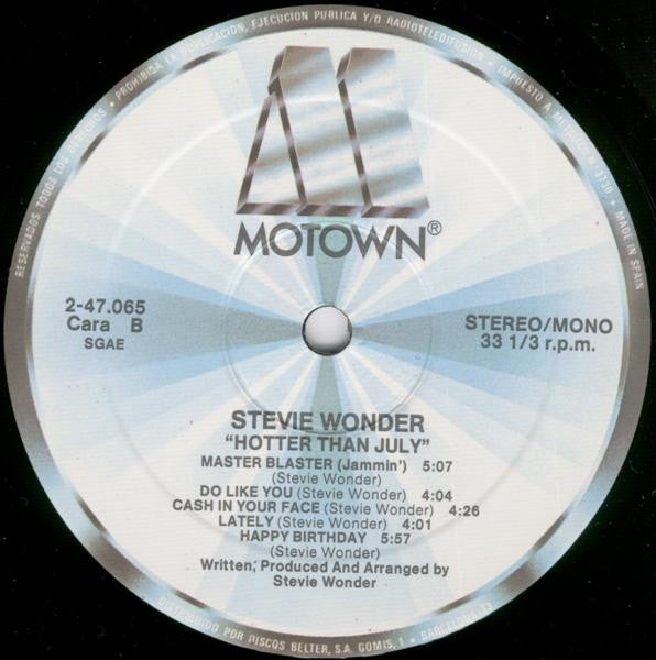 Stevie Wonder : Hotter Than July (LP, Album, RE, Gat)