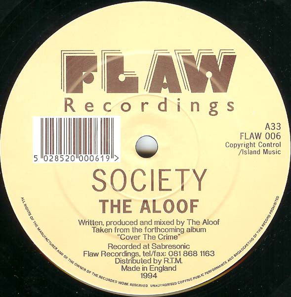 The Aloof : Society / Drum (Live Mix) (12", TY)