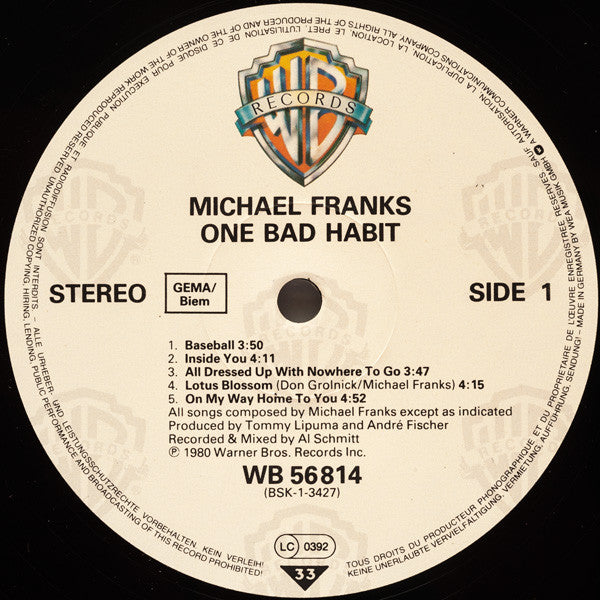 Michael Franks : One Bad Habit (LP, Album, RE)