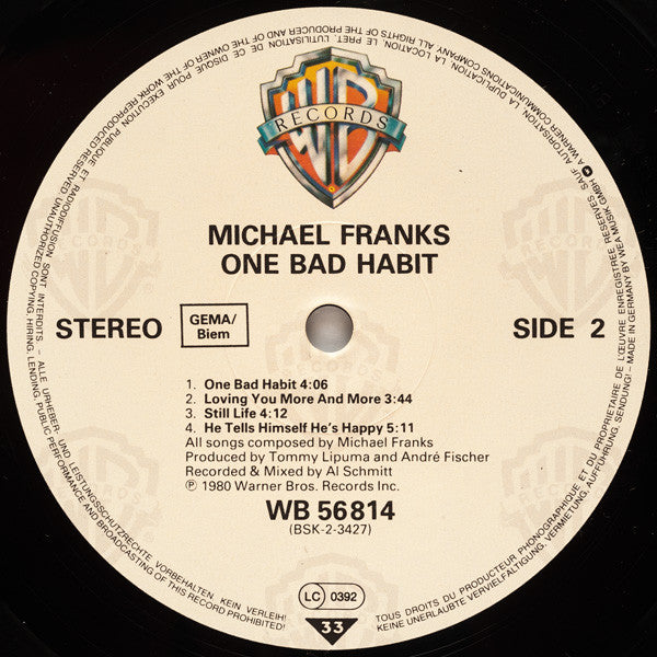 Michael Franks : One Bad Habit (LP, Album, RE)