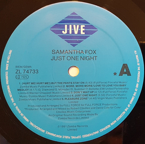 Samantha Fox : Just One Night (LP, Album)
