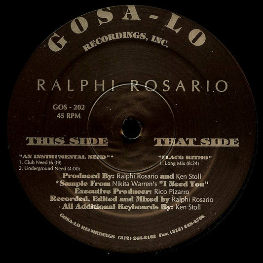 Ralphi Rosario : An Instrumental Need (12")