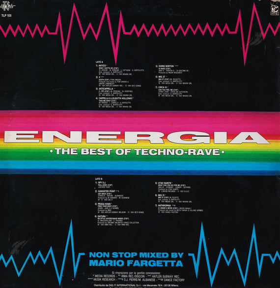 Various : Energia - The Best Of Techno Rave (LP, Comp, Mixed)