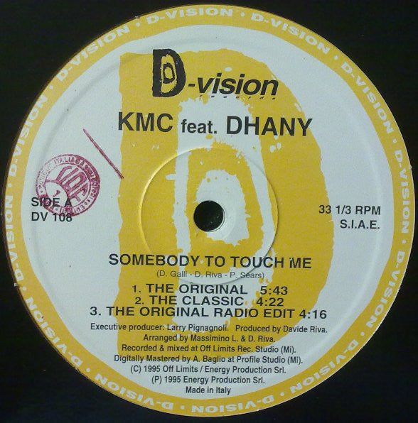 KMC (2) Feat. Dhany : Somebody To Touch Me (12", Yel)