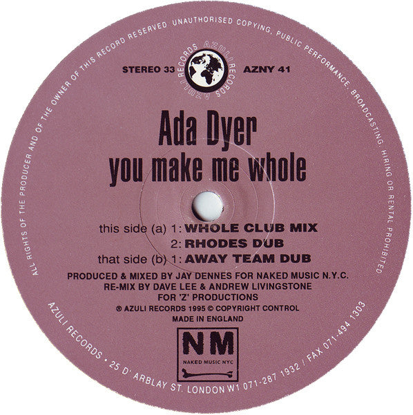 Ada Dyer : You Make Me Whole (The Joey Negro Mixes) (12")