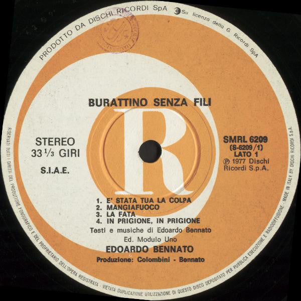 Edoardo Bennato : Burattino Senza Fili (LP, Album, Gat)