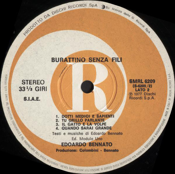 Edoardo Bennato : Burattino Senza Fili (LP, Album, Gat)