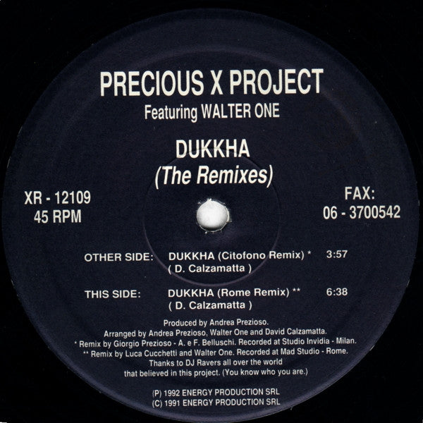 Precious X Project : Dukkha (The Remixes) (12")