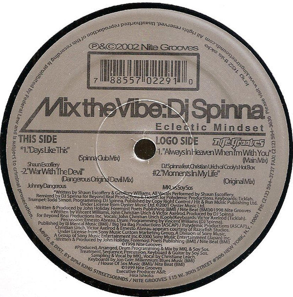 DJ Spinna : Mix The Vibe: Eclectic Mindset (12")