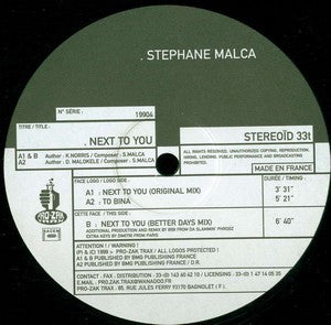 Stephane Malca : Next To You (12")