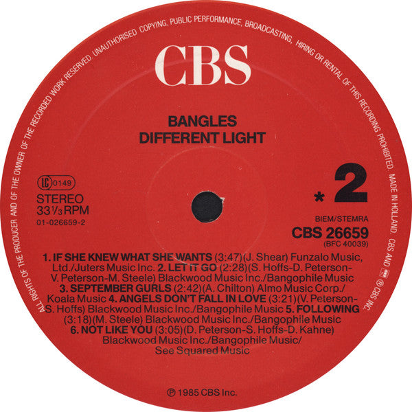 Bangles : Different Light (LP, Album)