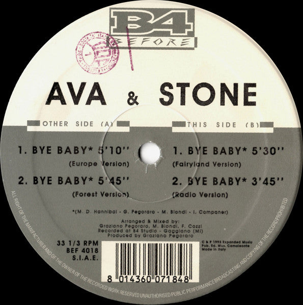 Ava & Stone : Bye Baby (12")