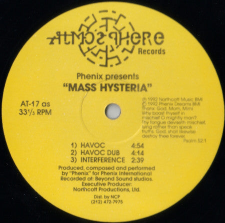DJ Phenix : Mass Hysteria (12")