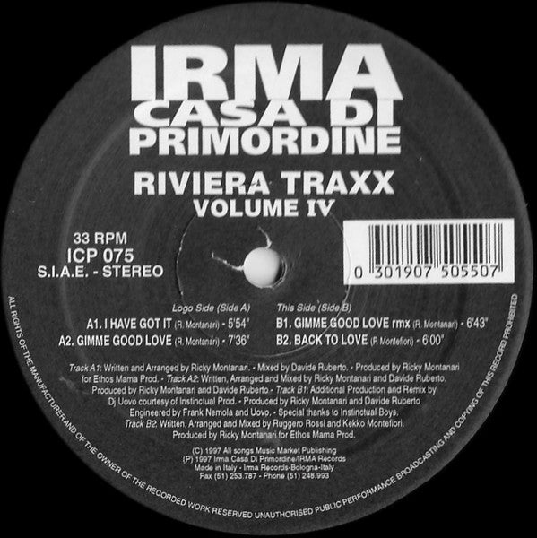 Riviera Traxx : Volume IV (12")