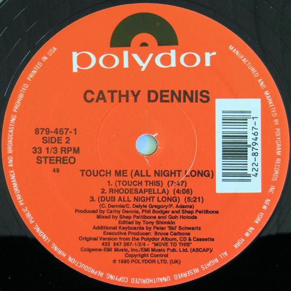 Cathy Dennis : Touch Me (All Night Long) (12", Single)