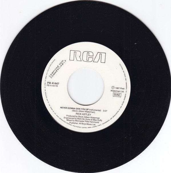 Rick Astley : Never Gonna Give You Up (7", Single, Promo)