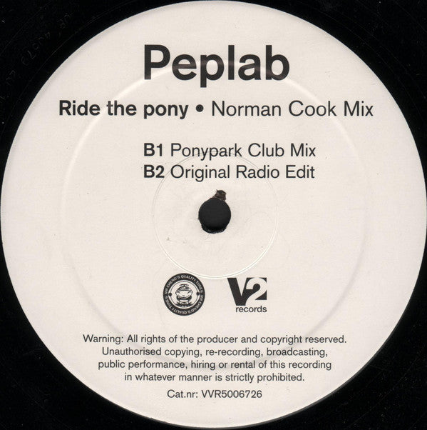 Peplab : Ride The Pony (Norman Cook Mixes) (12")