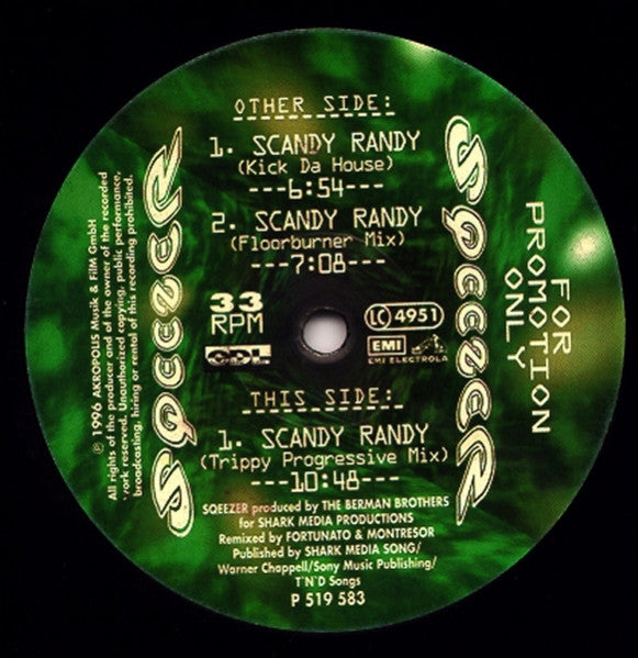 Sqeezer : Scandy Randy (Remixes) (12", Promo)