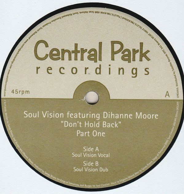 Soul Vision : Don't Hold Back (Part One) (12")