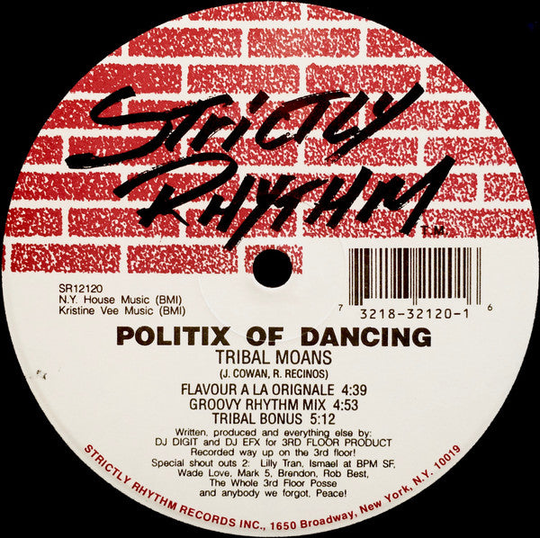 Politix Of Dancing : Tribal Moans / Elevate (12")