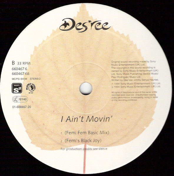 Des'ree : I Ain't Movin' (12")