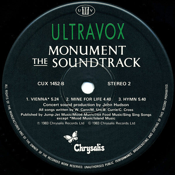 Ultravox : Monument The Soundtrack (LP, Album)