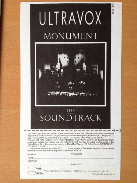 Ultravox : Monument The Soundtrack (LP, Album)