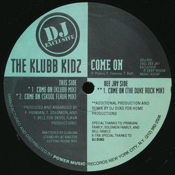 The Klubb Kidz : Come On (12")