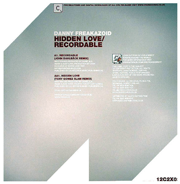 Danny Freakazoid : Hidden Love / Recordable (Remixes) (12")